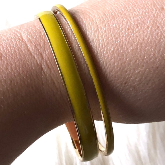 J. Crew Jewelry - J. Crew Yellow & Gold Enameled Bangle Bracelet Set
